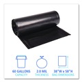 Low-Density Trash Bags | Boardwalk X7658WKKR02 38 in. x 58 in. 60 gal. 2 mil Recycled Low-Density Polyethylene Can Liners - Black (100/Carton) image number 4