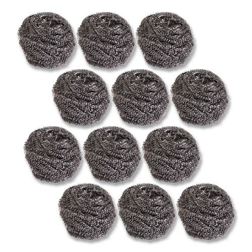 Grill Scrubbers | Boardwalk 84BWK SS 2-1/2 in. x 2-3/4 in. Stainless Steel Scrubber - Steel Gray (12/Carton) image number 0