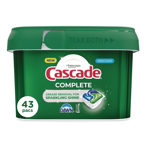 Dishwashing Detergents | Cascade 80857486 22.5 oz ActionPacs Tub - Fresh Scent (43/Pack) image number 0