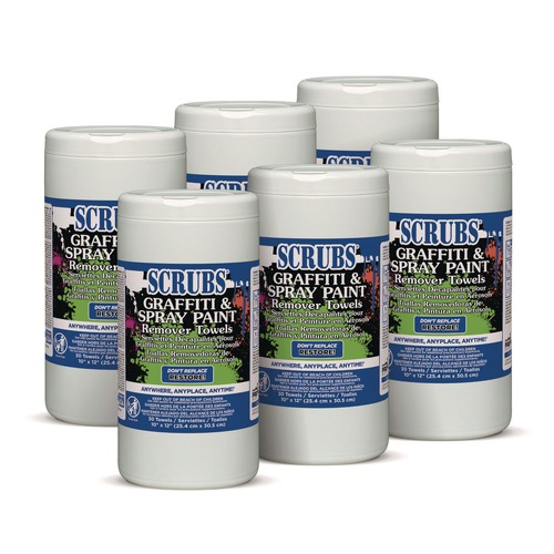 Cleaning Cloths & Wipes | SCRUBS 90130 10 in. x 12 in. Graffiti and Paint Remover Towels (6/Carton) image number 0