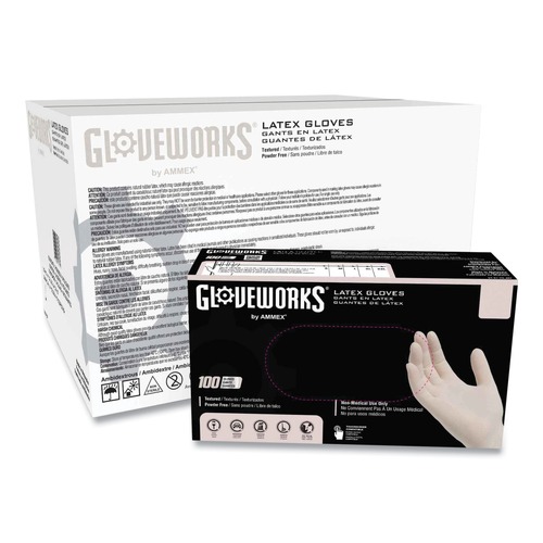 Food Service Disposable & Single Use Gloves | Ammex TLF46100 4 mil Powder-Free Latex Disposable Gloves - Large, Ivory (1000/Carton) image number 0
