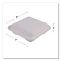 Food Containers & Lids | Eco-Products EP-HC93NFA Vanguard 9 in. x 9 in. x 3 in. 3-Compartment Renewable and Compostable Sugarcane Clamshells - White (200/Carton) image number 3
