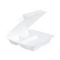 Food Containers & Lids | Dart 95HT3 9.3 in. x 9.5 in. x 3 in. 3 Compartments Insulated Foam Hinged Lid Containers - White (2/Carton) image number 0