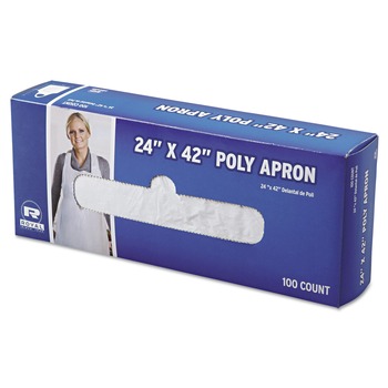 SCHOOL SMOCKS AND APRONS | AmerCareRoyal DA2442 24 in. x 42 in. Poly Apron - One Size Fits All, White (1000/Carton)