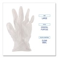 Food Service Disposable & Single Use Gloves | Boardwalk BWK365LCT 2.6 mil 9.5 in. Long Powder-Free General Purpose Vinyl Gloves - Large, Clear (100/Box, 10 Boxes/Carton) image number 7