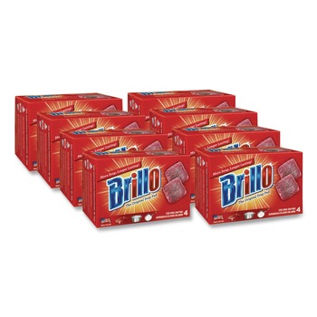 | Brillo 53304 2.5 in. x 3 in. Steel Wool Soap Pads - Gray/Pink (12/Carton)