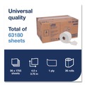 Perforated Roll & Hand Towels | Tork 112990 1-Ply Septic Safe Universal Bath Tissue Roll with OptiCore - White (36/Carton) image number 3