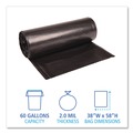 Low-Density Trash Bags | Boardwalk X7658WKKR02 38 in. x 58 in. 60 gal. 2 mil Recycled Low-Density Polyethylene Can Liners - Black (100/Carton) image number 3