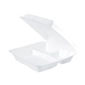 Food Containers & Lids | Dart 95HT3 9.3 in. x 9.5 in. x 3 in. 3 Compartments Insulated Foam Hinged Lid Containers - White (2/Carton) image number 1