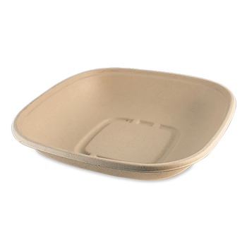 World Centric BQSC32LFS 8.3 in. x 8.3 in. x 1.8 in. 32 oz Paper Fiber Bowls - Natural (400/Carton)