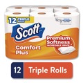 Toilet Tissues | Scott 47618 ComfortPlus 1-Ply Septic Safe Toilet Paper Double Roll Bath Tissue - White (48/Carton) image number 3