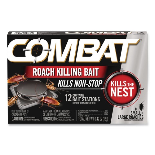 Insect Control Products | Combat 23400 05701 Roach Bait Insecticide for Small and Large Roaches 0.42 oz 12 Bait Stations image number 0