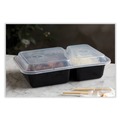 Food Containers & Lids | Pactiv Corp. NC8288B Newspring VERSAtainer 6 x 8.5 x 2.5 30 oz 2-Compartment Rectangular Plastic Microwavable Containers - Black/Clear (150/Carton) image number 3