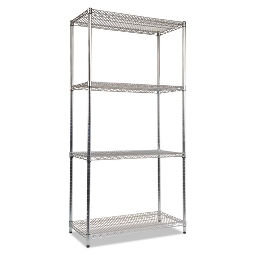 Racks & Shelving | Alera ALESW503618SR NSF Certified Industrial 36 in. x 18 in. x 72 in. 4-Shelf Wire Shelving Kit - Silver image number 0