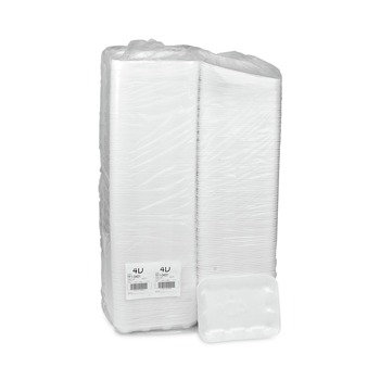 Pactiv Corp. 0TF104D10000 9.5 in. x 7 in. x 1.25 in. No. 4D Foam Meat Tray - White (500/Carton)