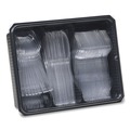 Cutlery Kits | Dixie CH0180DX7 Cutlery Keeper Tray with Plastic Forks/Knives/Spoons - Clear (180/Box) image number 0