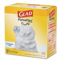 Drawstring & Kitchen Bags | Glad 22541 ForceFlex Kitchen Drawstring Trash Bags, Drawstring, 13 gal, Unscented, 23.47 x 25.38, White, 110 Bags/Box, 3 Boxes/Carton image number 1