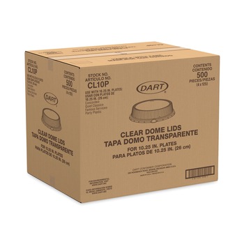 FOOD CONTAINERS PACKAGING | Dart CL10P Plastic Dome Covers fit 10 in. Disposable Plates - Clear (500/Carton)