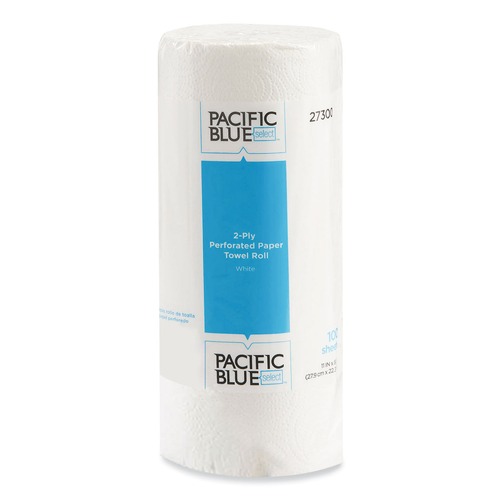 Perforated Roll & Hand Towels | Georgia Pacific Professional 27300 11 in. x 8.8 in. 2-Ply Pacific Blue Select Perforated Paper Kitchen Roll Towels - White (100/Roll) image number 0