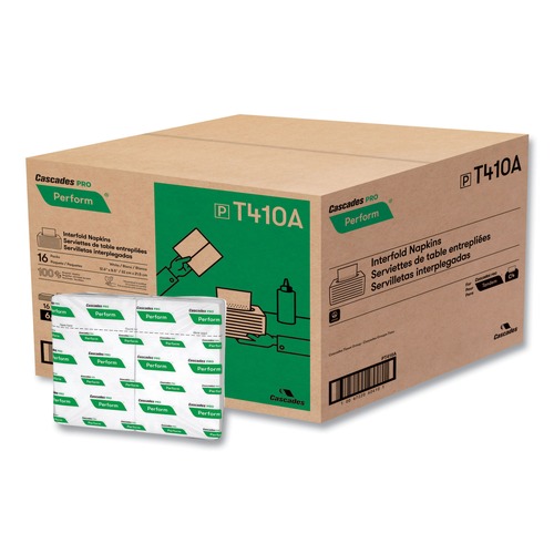 Dispenser Napkins | Cascades PRO T410 6.5 in. x 4.25 in. 1-Ply Perform Interfold Napkins - White (6016/Carton) image number 0