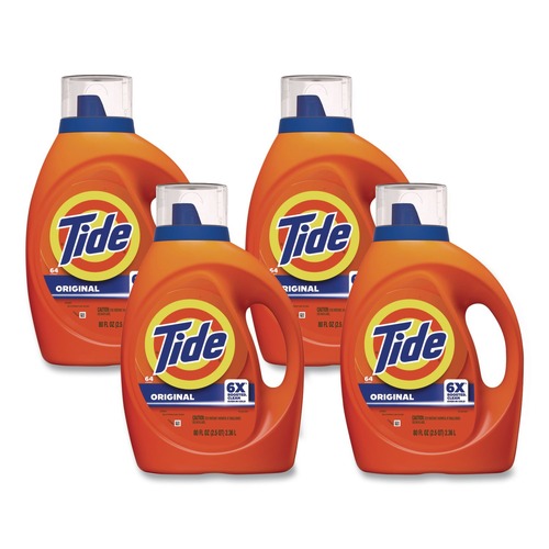 Laundry Detergents | Tide 80880550 84 oz. Bottle 64 Loads HE Liquid Laundry Detergent - Original Scent (4/Carton) image number 0