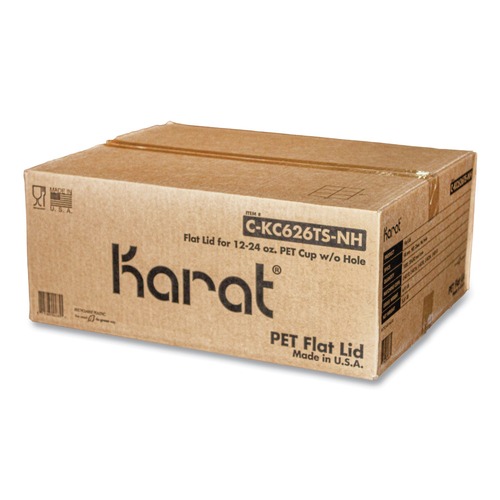 Cup Lids | Karat C-KC626TS-NH 12 oz. to 24 oz. Cold Cup No Hole Flat PET Lids - Clear (1000/Carton) image number 0