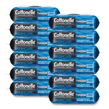 Cottonelle 44932 1-Ply 3.75 x 5.5 Fresh Care Flushable Cleansing Cloths - White (12/Carton)