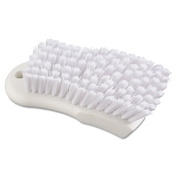 Boardwalk BWKFSCBWH 6 in. Handle 6 in. Brush Polypropylene Bristles Scrub Brush - White