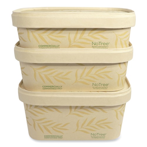 Food Containers & Lids | World Centric CT-NT-16 16 oz 4.7 in. x 6.8 in. x 1.6 in. Sugarcane No Tree Rectangular Containers - Natural (300/Carton) image number 0