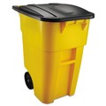 Outdoor Waste Receptacles | Rubbermaid Commercial FG9W2700YEL 50 Gallon Molded Plastic Square Brute Rollout Container - Yellow image number 0