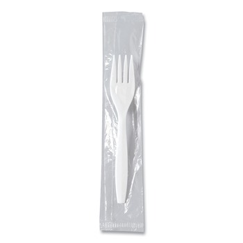 TABLETOP | SOLO MOW1-0007 Individually Wrapped Regal Mediumweight Plastic Cutlery Fork - White (1000/Carton)