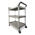 Carts | Rubbermaid Commercial FG342488PLAT Economy 3-Shelf Plastic Cart - Platinum image number 2