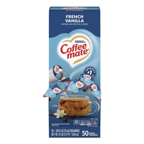 Creamers | Coffee-Mate 11001206 0.38 oz. Mini Cups Liquid Coffee Creamer - French Vanilla (50/Box) image number 0