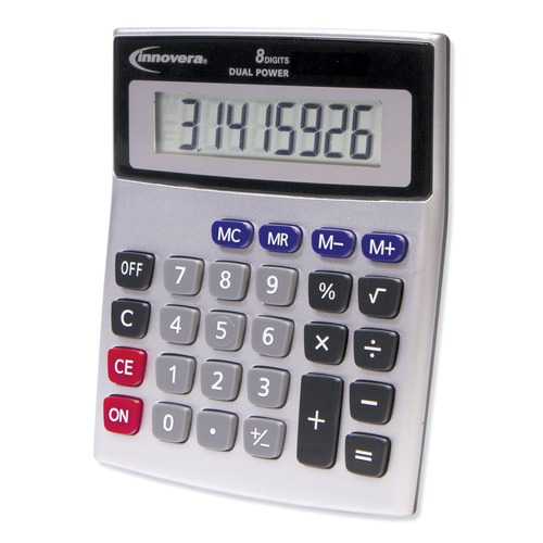 Clearance Center | Innovera IVR15927 Dual Power 8-Digit LCD Desktop Calculator image number 0