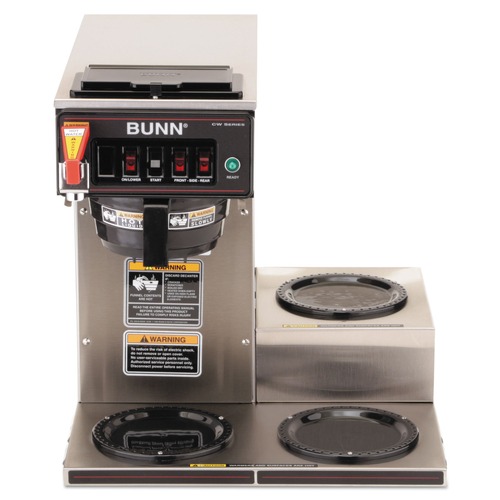 Coffee Brewers | BUNN 12950.0212 CWTF-3 3 Burner 12-Cup Automatic Coffee Brewer - Black/Stainless Steel image number 0