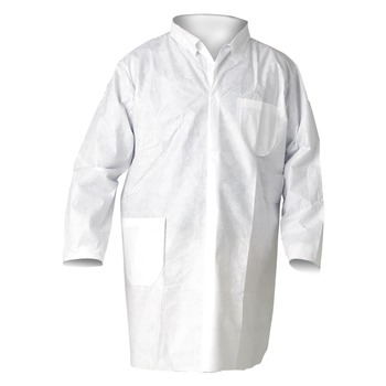 CLOTHING PROTECTION | Ansell KCC 10039 A20 Breathable Particle Protection Snap Closure/Open Wrists/Pockets Lab Coats - Extra Large, White (25/Carton)