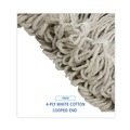 Mop Heads | Boardwalk BWK424CEA 24 oz. Cotton Pro Loop Web/Tailband Wet Mop Head - White image number 4