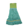 Mop Heads | Boardwalk BWK1200MCT EcoMop Recycled Fiber Looped-End Mop Head - Medium, Green (12/Carton) image number 2
