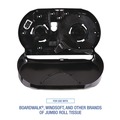 Toilet Tissue Dispensers | Boardwalk R4070BKBW 20.25 in. x 6 in. x 12.25 in. Jumbo Twin Toilet Tissue Dispenser - Black image number 9