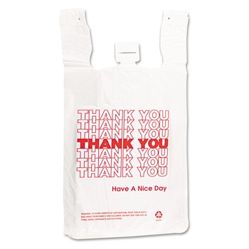 Barnes Paper Company 6415THYOU 4 in. x 15 in. 2 mil Plastic Thank-You T-Sack - White (2000/Carton)