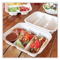 Food Containers & Lids | World Centric TO-SC-T3-LFS 8.8 in. x 8.2 in. x 2.9 in. Paper Fiber Hinged Containers - Natural (300/Carton) image number 1