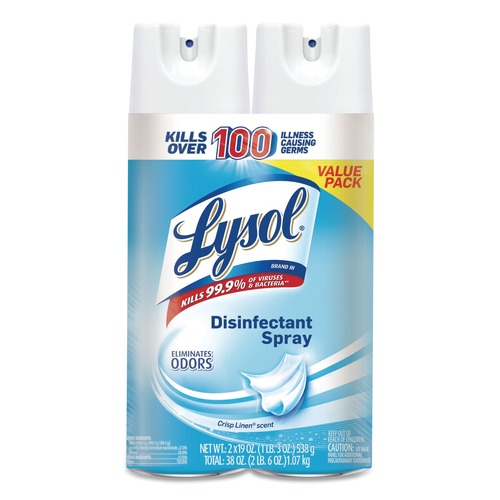 Disinfecting & Cleaning Solutions | LYSOL Brand 19200-99608 19 oz. Aerosol Spray Disinfectant Spray - Crisp Linen (4/Carton) image number 0