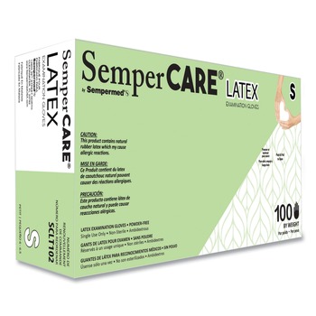 JANITORIAL DISPOSABLE AND SINGLE USE GLOVES | SemperCare SCLT102 Latex Examination Gloves - Cream/Small (1000/Carton)