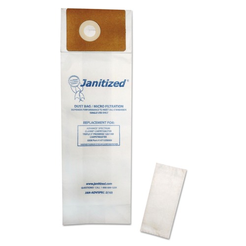 Vacuum Accessories | Janitized JAN-ADVSPEC-2(10) Vacuum Filter Bags Designed to Fit Advance Spectrum CarpetMaster (100/Carton) image number 0