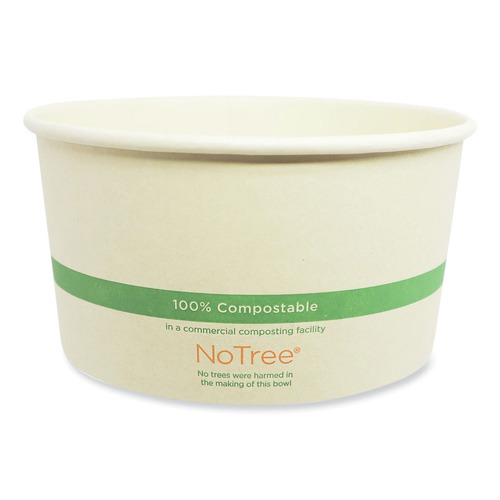Food Containers & Lids | World Centric BO-NT-32W No Tree 5.9 in. Diameter x 3.1 in. h Wide Sugarcane Paper Bowls - Natural (300/Carton) image number 0