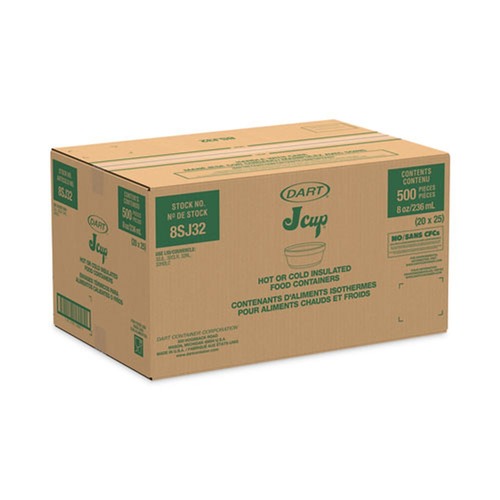 Food Containers & Lids | Dart 8SJ32 8 oz. 4.63 in. Diameter x 1.13 in. Height Squat Foam Container - White (500/Carton) image number 0