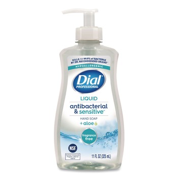 Dial Professional 1700035476 Antibacterial and Sensitive 11 oz Fragrance-Free Liquid Hand Soap - Unscented
