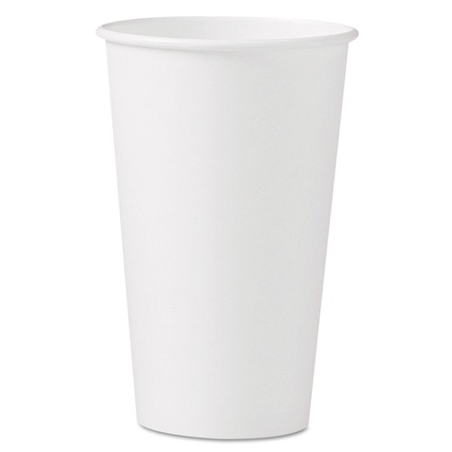 Cups | SOLO 316W-2050 16 oz. Single-Sided Poly Paper Hot Cups - White (50 Sleeve, 20 Sleeves/Carton) image number 0