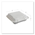Food Containers & Lids | Eco-Products EP-HC91NFA Vanguard 9 in. x 9 in. x 3 in. 1-Compartment Renewable and Compostable Sugarcane Clamshells - White (200/Carton) image number 2