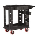 Carts | Suncast Commercial PUCHD1937 19.5 in. x 41.78 in. x 34.81 in. 500 lbs. Capacity 2 Shelves 6 Bins Plastic Heavy Duty Plus Utility Cart - Black image number 0